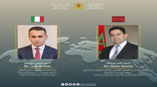 COMMUNIQUÉ CONJOINT DE L’ENTRETIEN TÉLÉPHONIQUE ENTRE LES MINISTRES DES AFFAIRES ETRANGÈRES DU MAROC ET DE L’ITALIE