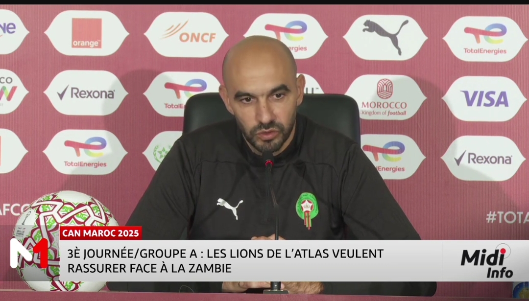 Regragui : Les Lions de l’Atlas « concentrés » pour gagner la Zambie et rester premiers du groupe
